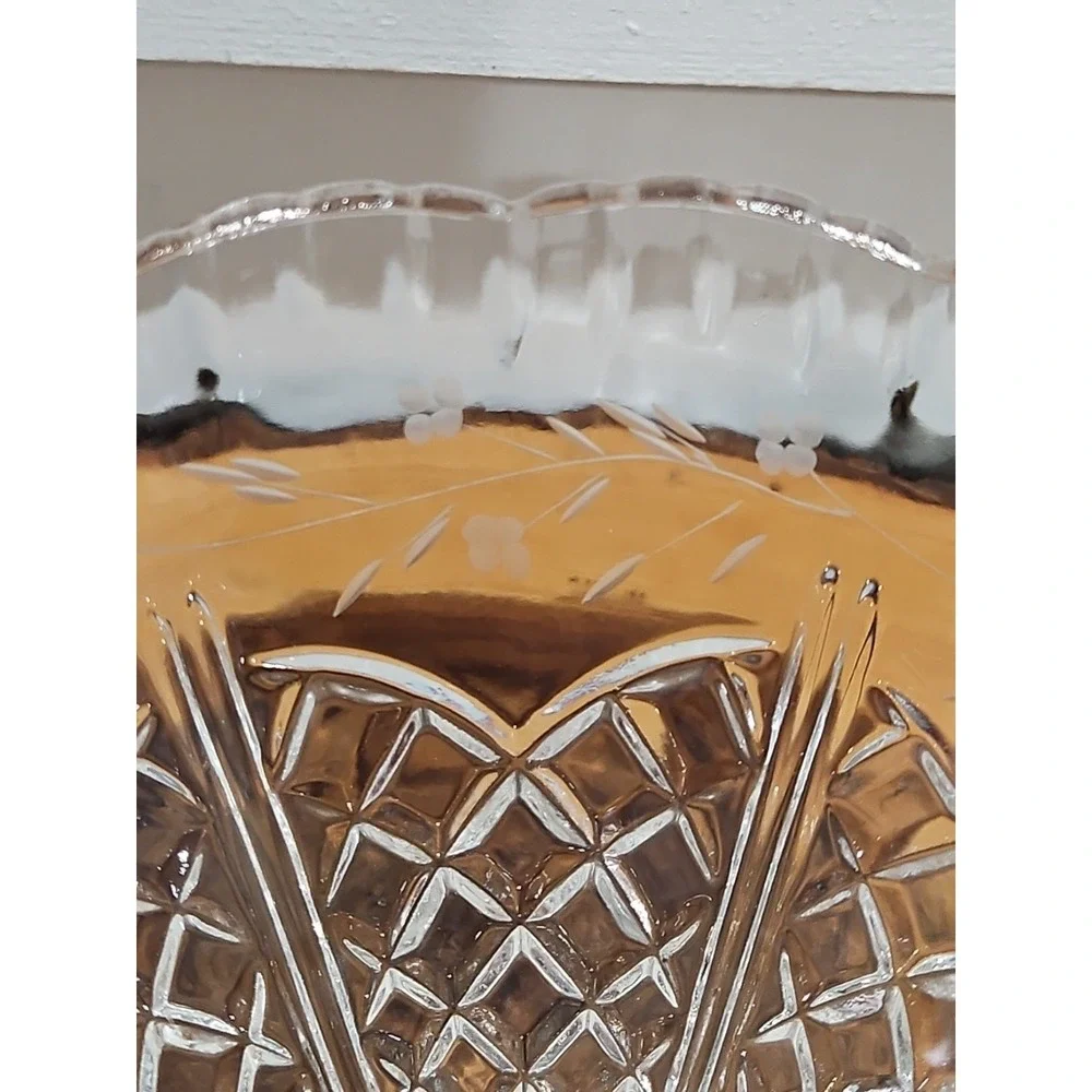 Vintage Cut-Crystal Floral Heavy‎ Hurricane Lamp Shade (1.5
